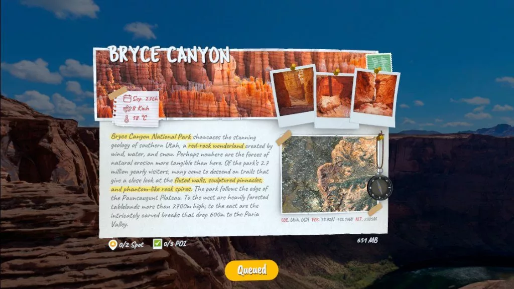 Location info for Bryce Canyon